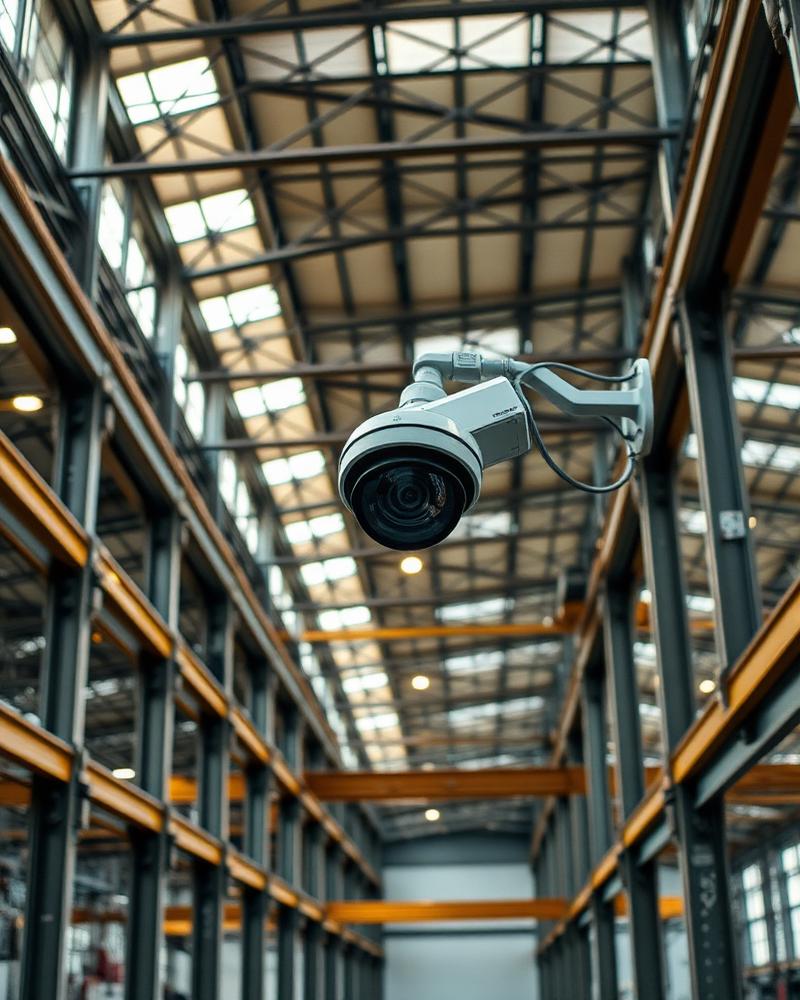 Industrial warehouse with surveillance camera